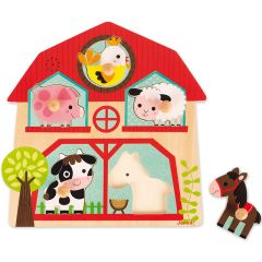 Puzle de madera encajable sonoro Granja - Janod