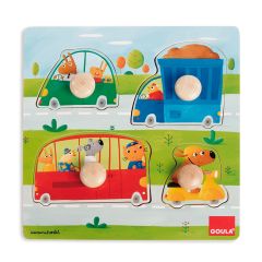 Puzle de madera encajable vehículos 4 piezas - Goula