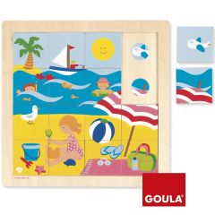Puzle de madera encajable Verano 16 piezas - Goula