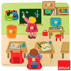 Puzle de madera encajable Escuela 7 piezas - Goula