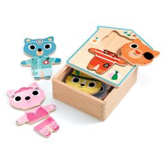 Puzle de madera encajable Dressup Mix 18 piezas - Djeco