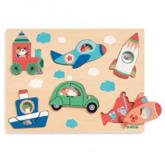 Puzle de madera encajable Coucou-Vroum - Djeco