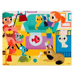 Puzle táctil con texturas Animales domésticos 20 piezas - Janod