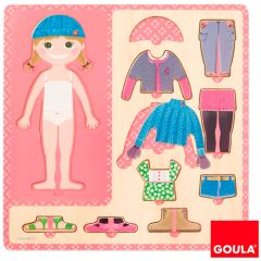 Juego de madera vestir niña 10 piezas - Goula