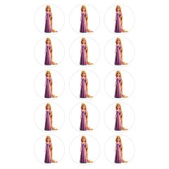 Papel de azúcar de la Princesa Rapunzel - 5 cm (15) - María Lunarillos