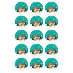 Papel de azúcar Reno con Elfos - 5 cm (15) - María Lunarillos