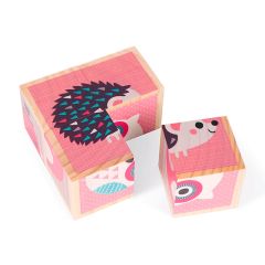 Rompecabezas de 4 cubos de madera Bebés de animales - Janod