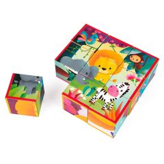 Rompecabezas de 9 cubos animales de la selva Kubkid - Janod