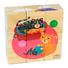 Rompecabezas de 9 cubos de madera Animales - Vilac