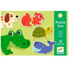Set 10 puzles Dúo Animales 20 piezas - Djeco