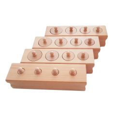 Set 16 cilindros con botón Premium madera de haya - Montessori