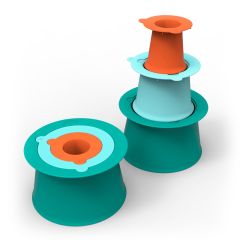 Set 3 moldes apilables de playa para arena y nieve Alto naranja - Quut