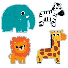Set 4 puzles Animales de la jungla 18 piezas - Djeco