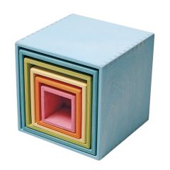 Cubos grandes apilables de madera pastel (6) - Grimm's