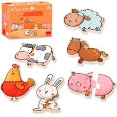 Set 6 puzles de madera La granja de Carla 12 piezas - Goula