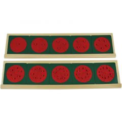 Set de 10 círculos de metal con stand de madera para fracciones - Montessori