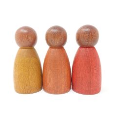 Muñecos Nins® de madera amarillo, mostaza y naranja (3) - Grapat