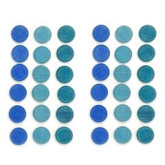 Mandala monedas con 36 monedas pequeñas de madera colores azules - Grapat