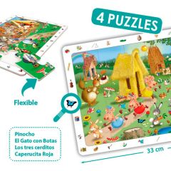 Set de 4 puzles flexibles de observación: Cuentos clásicos - Akros