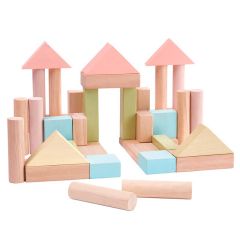 Bloques de madera formas geométricas pastel (40) - PlanToys