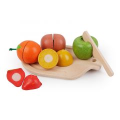 Frutas, cuchillo y tabla de madera para cortar - PlanToys