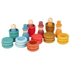 Set de muñecos Nins®, Magos, anillas y monedas de madera Aguamarina Verano - Grapat