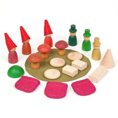 Set de muñecos Nins®, Magos, setas, saquitos y formas de madera - Grapat
