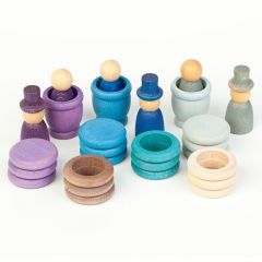 Set de muñecos Nins®, Magos, anillas y monedas de madera Aguamarina Invierno - Grapat