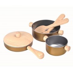 Set de utensilios de cocina de madera y metal - PlanToys
