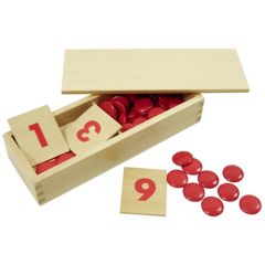Set tarjetas numéricas y contadores de madera - Montessori