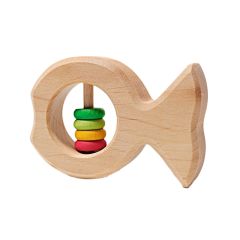 Sonajero y mordedor de madera pez con aros de colores - Grimm's
