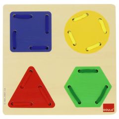 Juego de madera para coser formas geométricas - Goula