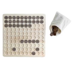 Tabla y fichas con números de madera para matemáticas - Ösbru