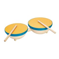 Tambor doble de madera amarillo - PlanToys