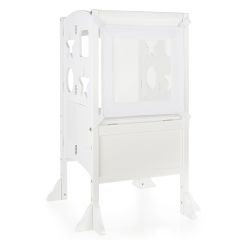 Torre de aprendizaje Kitchen Helper blanca con malla protectora - Guidecraft