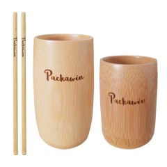 Vasos con pajitas (2) - Madera de bambú - Packawin