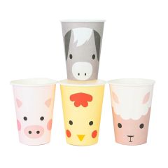 Vasos de papel animales de la granja 205 ml (8) - My Little Day