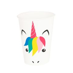 Vasos de papel cara de unicornio 250 ml (8) - My Little Day