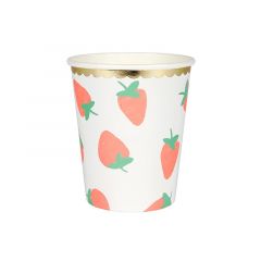 Vasos de papel Fresas (8) - Meri Meri