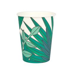 Vasos de papel hojas tropicales 250 ml (8) - My Little Day