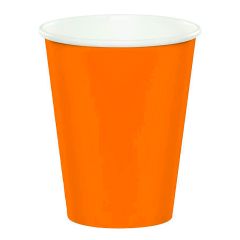 Vasos de papel naranjas 250 ml (8) - Conver Party