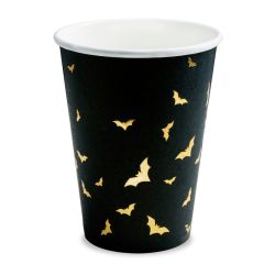 Vasos de papel negros murciélagos dorados 220 ml (6) - PartyDeco