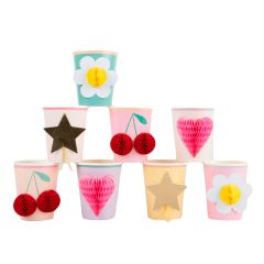 Vasos de papel panal 3D 250 ml (8) - Meri Meri