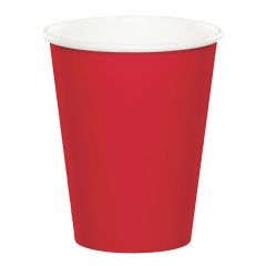 Vasos de papel rojos 250 ml (8) - Conver Party
