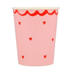 Vasos de papel rosas corazones rojos 250 ml (8) - Meri Meri