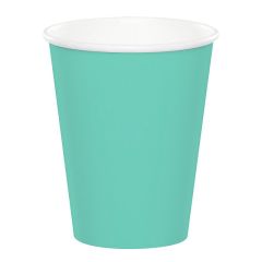 Vasos de papel verde menta 250 ml (8) - Conver Party