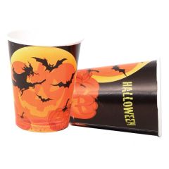Vasos de papel calabazas Halloween 220 ml (6) - Conver Party