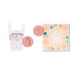 Vasos de papel conejos Pascua 250 ml (8) - Meri Meri + REGALO servilletas