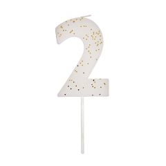 Vela blanca con purpurina número 2 - Meri Meri