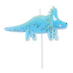 Vela dinosaurio azul con purpurina - PME